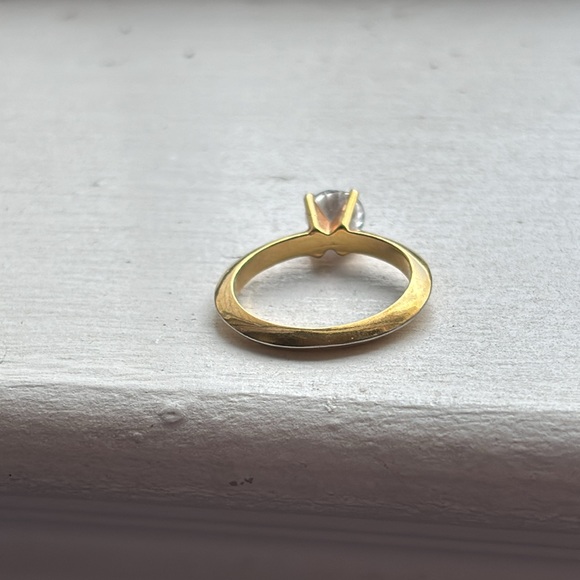 Vintage solitaire crystal gold cocktail ring size 6 - Picture 3 of 4